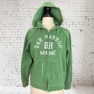 Too Cool Athletic VTG Bar Harbour Maine Full Zip Hoodie Sz L Womens Apple Green